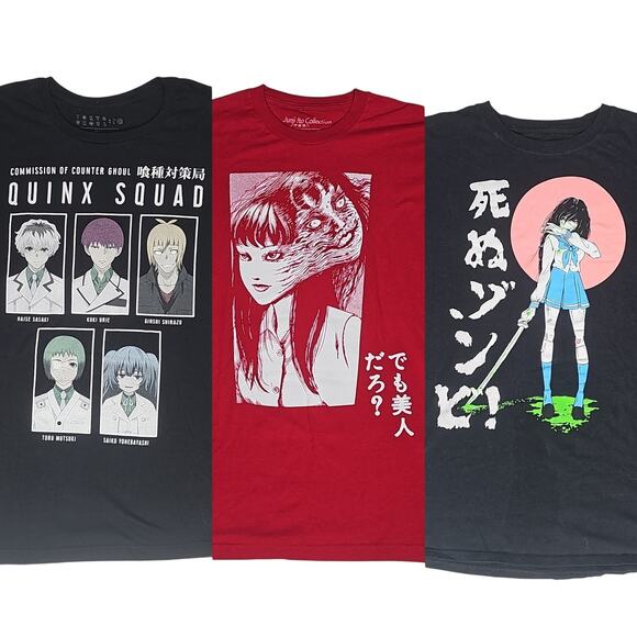 Lot of 3 Anime Manga T-Shirts Mens Large (Tokyo Ghoul, Junji Ito, Hot Topic) - Picture 1 of 16